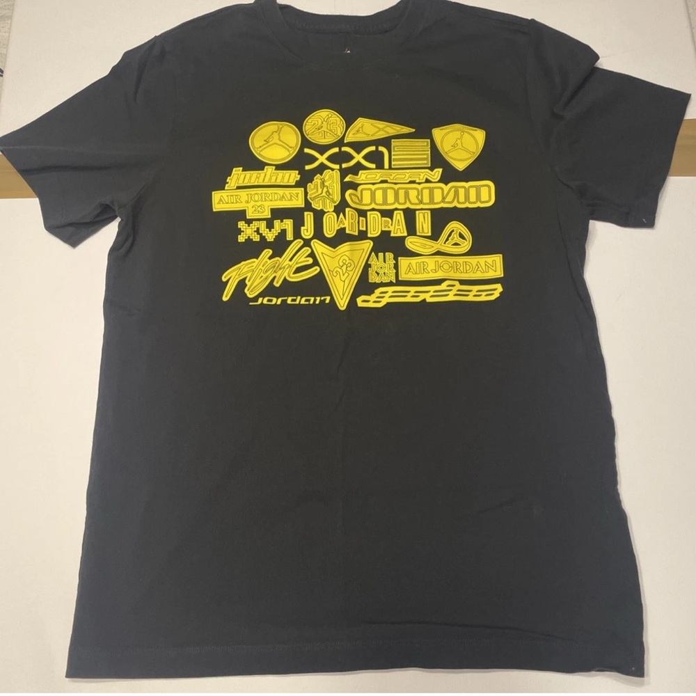Jordan Tee in Black with Vibrant Yellow Designs